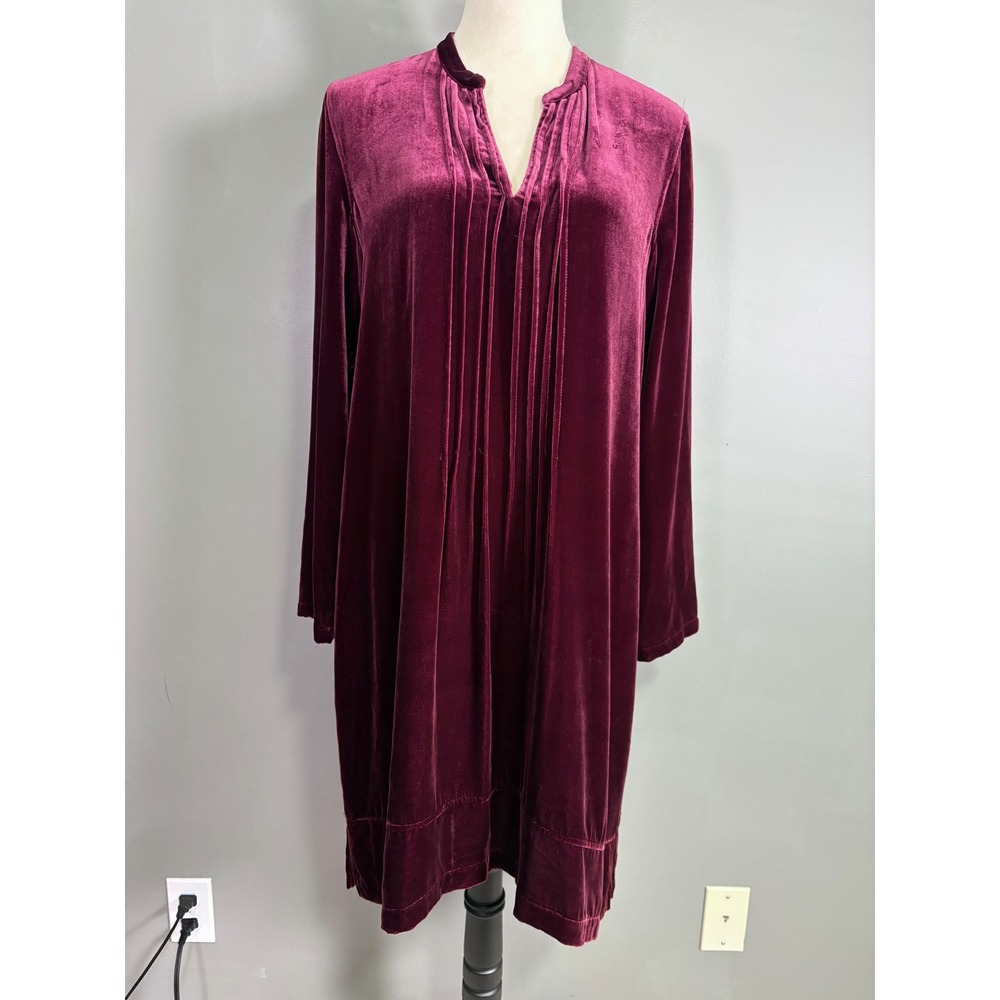Sundance Tunic Dress S Silk Blend Velvet Pintuck Boho Rich Jewel Whimsigoth Luxe - Picture 2 of 8